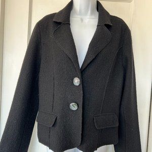 CAROLE LITTLE Women's Black 100% WOOL, 2-button jacket, size L